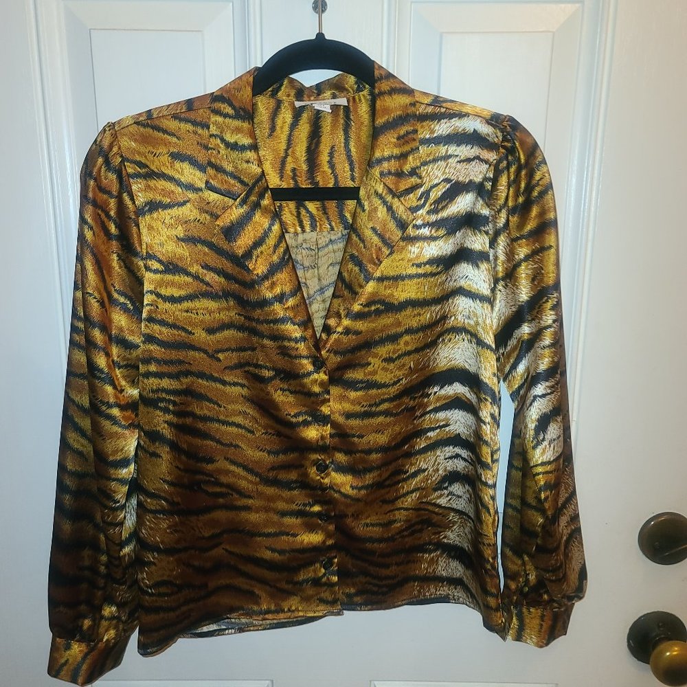 NWOT TopShop Tiger print button up shirt